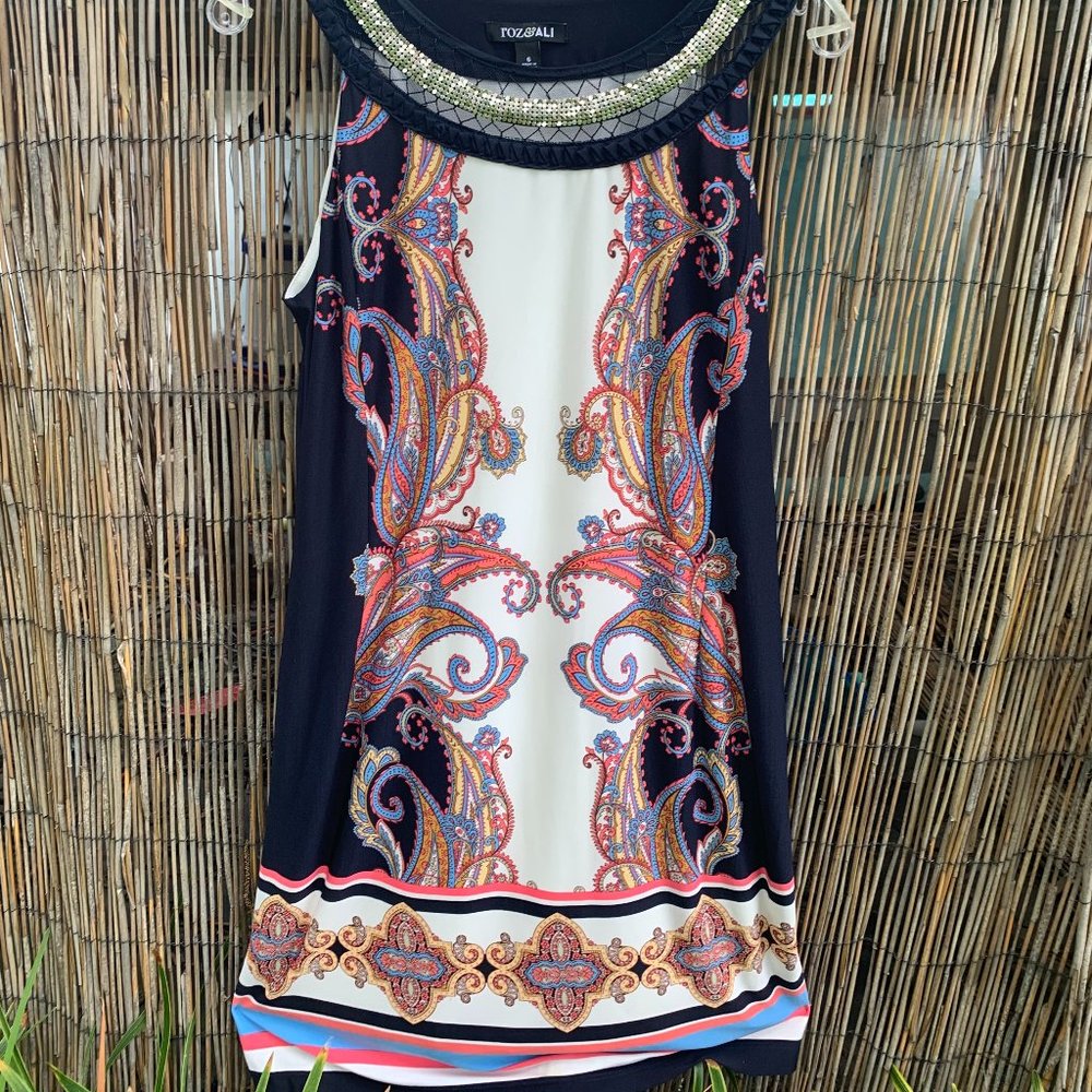 Roz & Ali midi sheath sleeveless dress